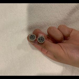 Metal-Plated Sterling Silver Logo Stud Earrings